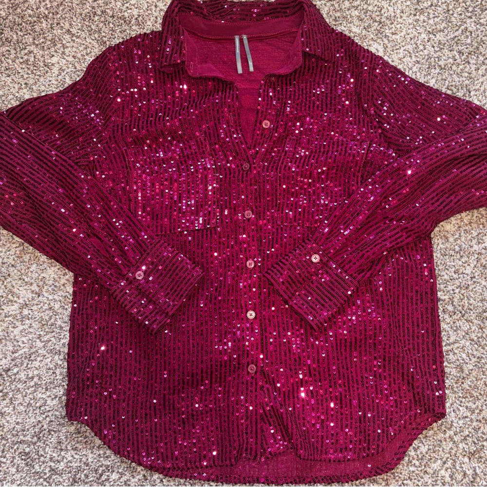 Anthropologie Sparkling Fuchsia Button Down Shirt